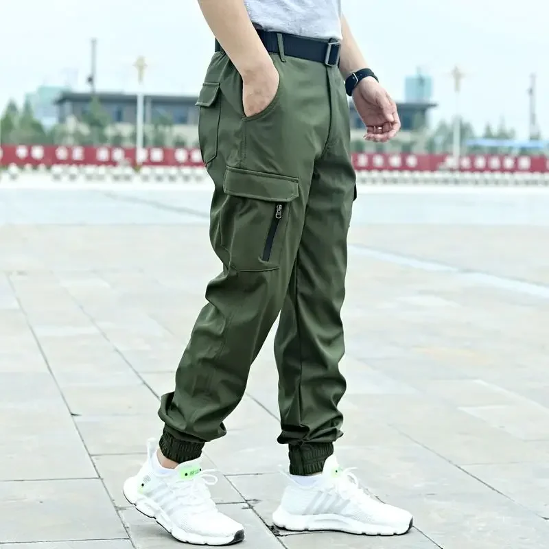 Pantalones cargo holgados y largos informales para hombre, estilo coreano, de algodón, anchos, rectos, holgados, de camuflaje, ropa de calle, poliéster, oferta