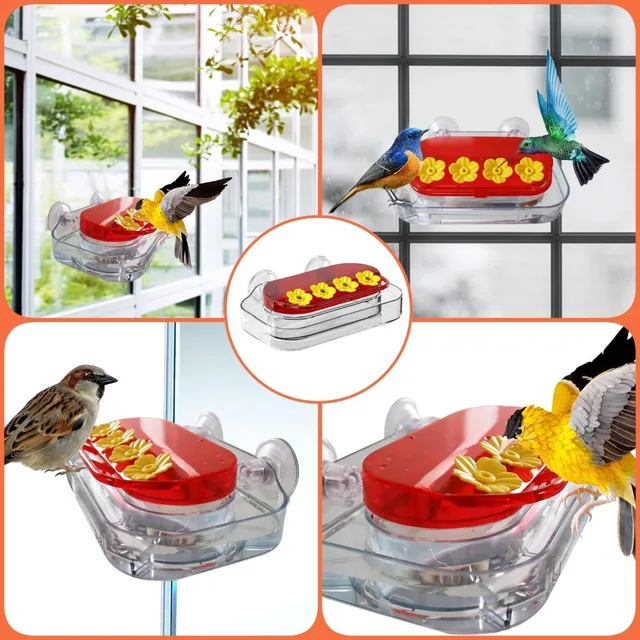 Window Hummingbird Feeders Hanging Hummingbird Feeder with Suction Cup Tabletop Humming Bird Feeder Bird Water Station Trays 6