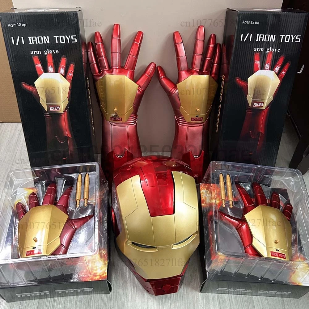 Hot Iron Man Helmet Cosplay 1:1 Light Led Wearable Mask Gloves Glowing Eyes Adult Child PVC Action Figure Toys Christmas Present