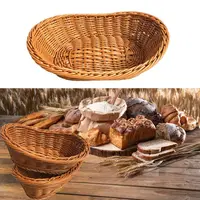 Imitate Rattan Kitchen Storage Basket Creative Brown Oval Bread Tray Living Room Vegetable Fruit Flower Organization Box 1