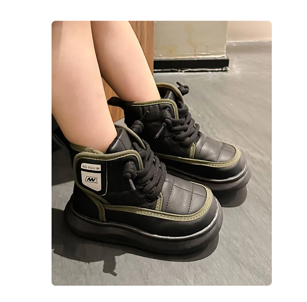 2024 Tendenza Moda Bambini Neve Antiscivolo Adolescente Ragazza Peluche Stivali Morbidi Suola Finta Pelliccia Cotone Scarpe Per Ragazzi_voghion.com