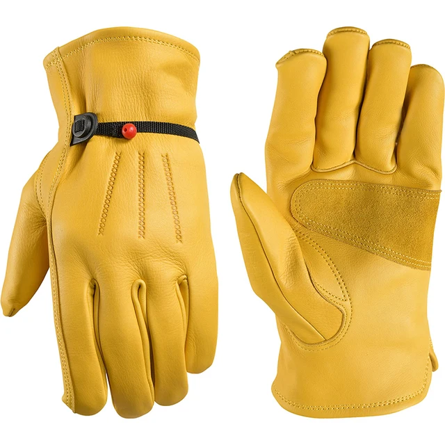 Cow Leather Work Glove Soft Cowhide Welding Security Protection Safety Workers Mechanic Driver Hunting Driving Farm Garden Glove 1