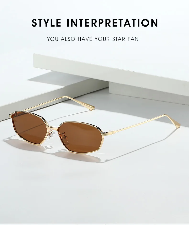 Quadratische Sonnenbrille mit kleinem Rahmen für Damen und Herren, Sonnenbrille mit Metallrahmen, Outdoor-Brille, europäische und amerikanische personalisierte Sonnenbrille – Detail 1