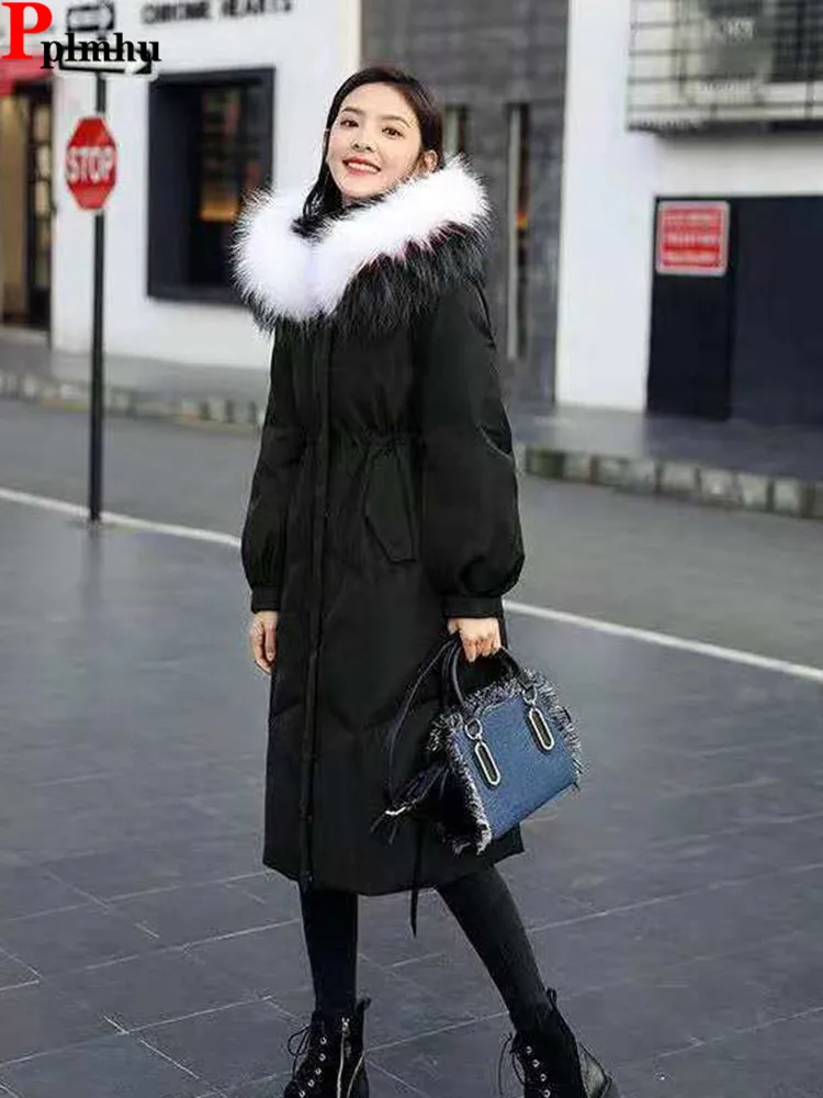 

Warm Winter Thick Faux Fur Collar Hooded Long Parka Chaqueta Stand Collar Parca Overcoat Jacket Casual Snow Wear Coats Jaqueta