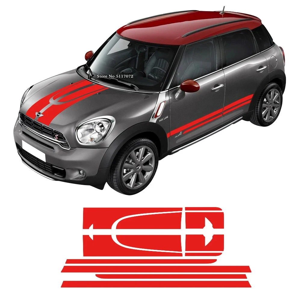 

Car Hood Engine Cover Vinyl Trunk Rear Body Kit Decal Side Stripe Skirt Sticker For MINI Cooper Countryman R60 JCW Accessories