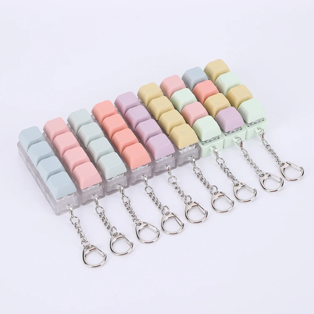 Keyboard Key Toy DIY Button Keycap Fidget Keychain Mechanical Key Toy Keyboard Cube for Adult To Relief Stress Pass The Time