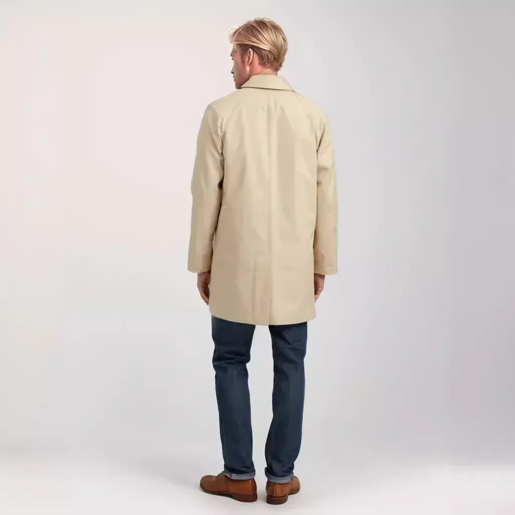 European and American Men's New Solid Color Lapel Slim Fit Single-breasted Casual Windbreaker Coat for Spring and Autumn