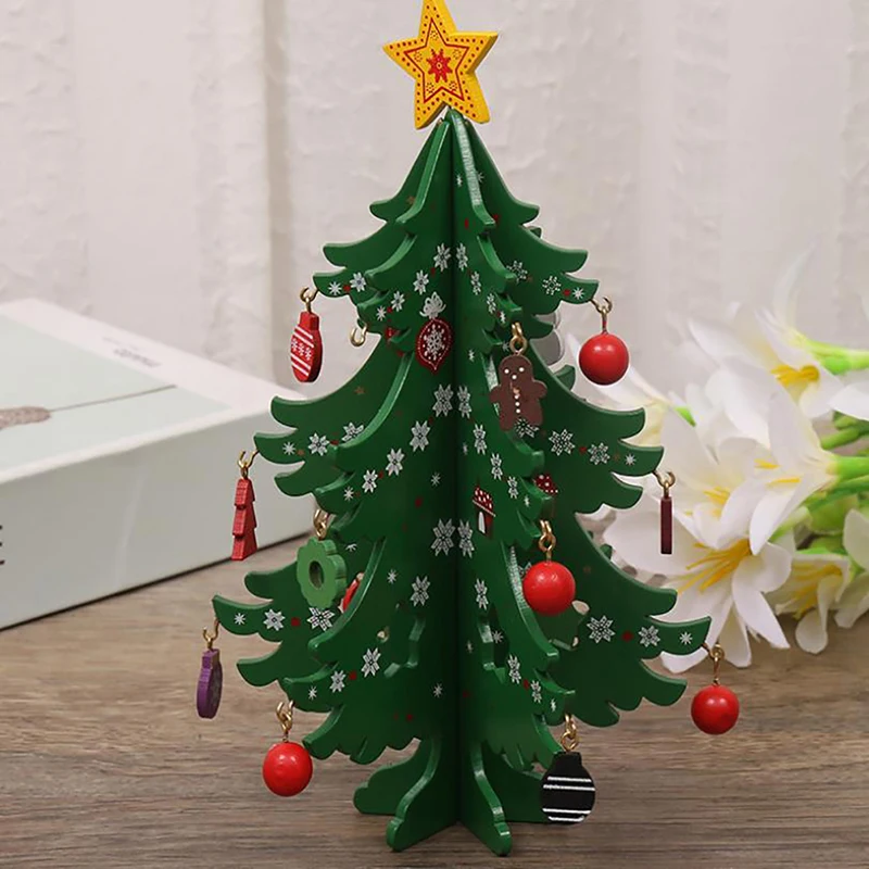 christmas tree ornaments collapsible christmas tree mini christmas tree Christmas Tree Children's Handmade DIY Stereo Wooden Scene Layout