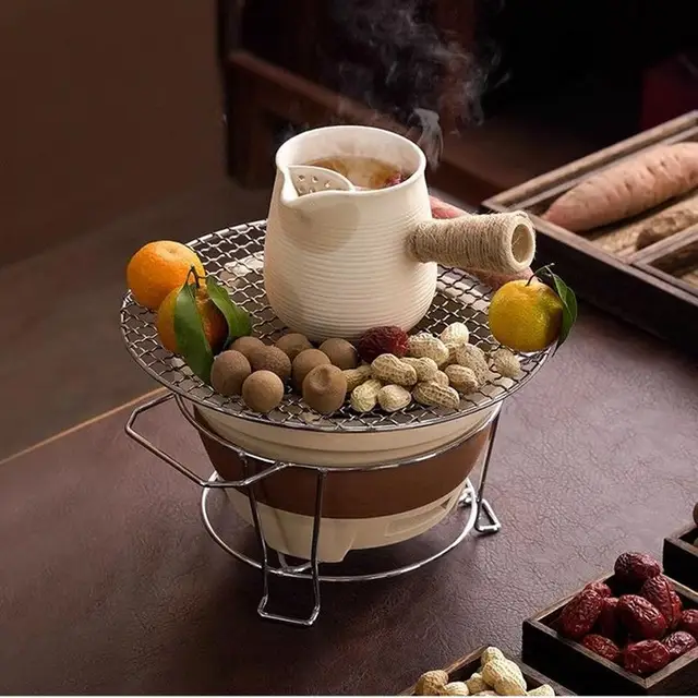 가정용 화로 차 요리 가정용 실내 풀 세트, 로스팅 캔 그물, 레드 로스팅 불 난방 숯화로, 야외 피크닉 바베큐