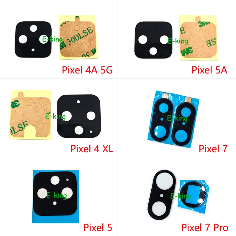 접착 스티커가 있는 후면 카메라 유리 렌즈 커버, Google Pixel 2 2XL 3 3XL 4 4A 5 5A 6 6A Pro, 5PCs