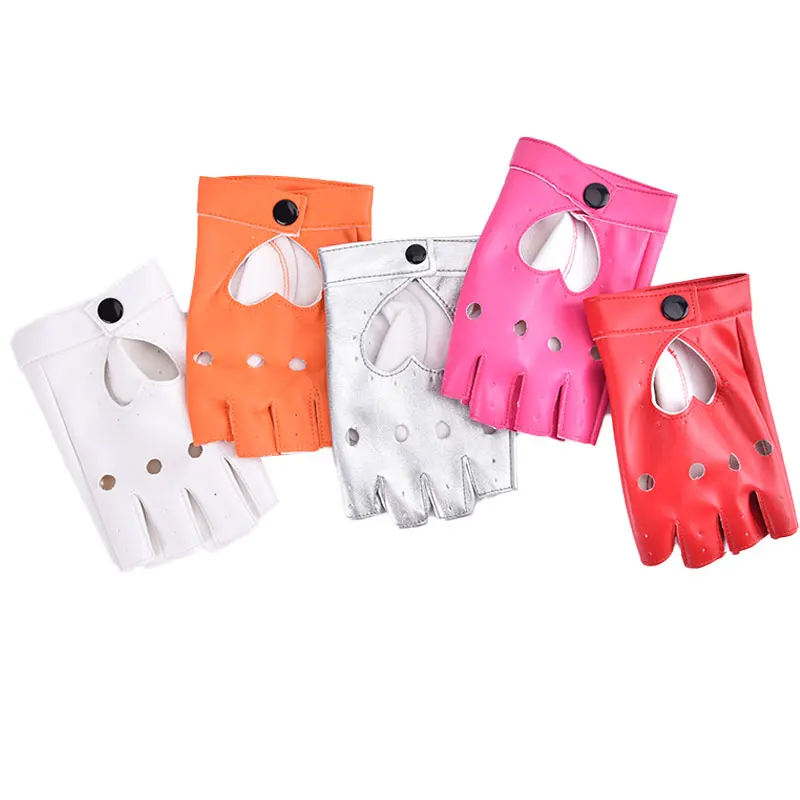 Gants sans doigts en cuir PU pour femmes, demi-doigt, conduite, confortables, noirs, mode