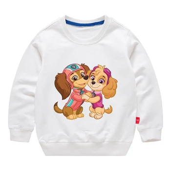 Paw Patrol Sweatshirt Cotton Kids Hoodies Cute Cartoon Crew Neck Tops Boys Girls Spring Holiday Party Clothes Long Sleved Tops 6