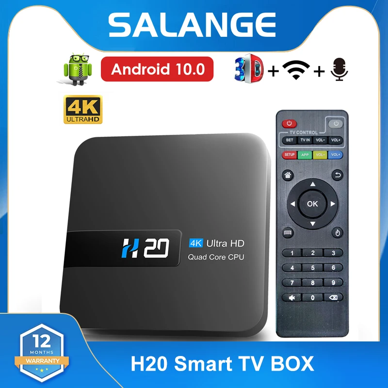H20 Smart Android Tv Box Android 10.0 1Gb 8Gb 4K Hd Voice Assistant Tv Box Android 3D Play Store Spedizione Gratuita Tv Box