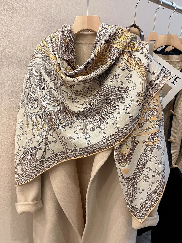 Luxury high-end scarves for women's autumn and winter silk