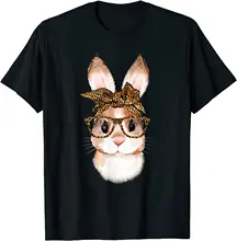 

Cute Nerd Easter Bunny Mom Leopard Bandana Rabbit Easter T-Shirt
