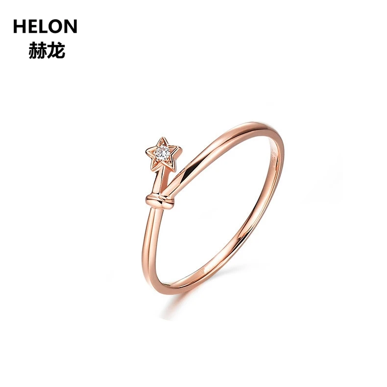

Solid 14k Rose Gold Natural Diamonds Women Engagement Ring Wedding Band Party Fine Jewelry Trendy Stars