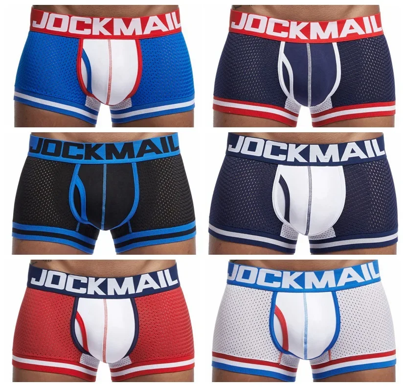 JOCKMAIL Fashion Dynamic Boxer Briefs Casual Home Men's Underwear Low Waist Breathable Sports Male Underpants Beach Shorts