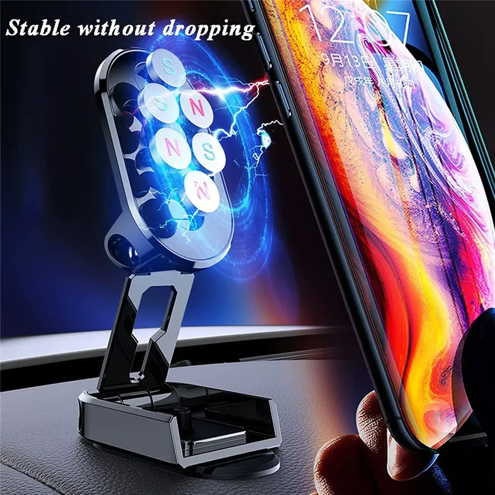 720 Rotate Metal Magnetic Car Phone Holder Foldable Universal