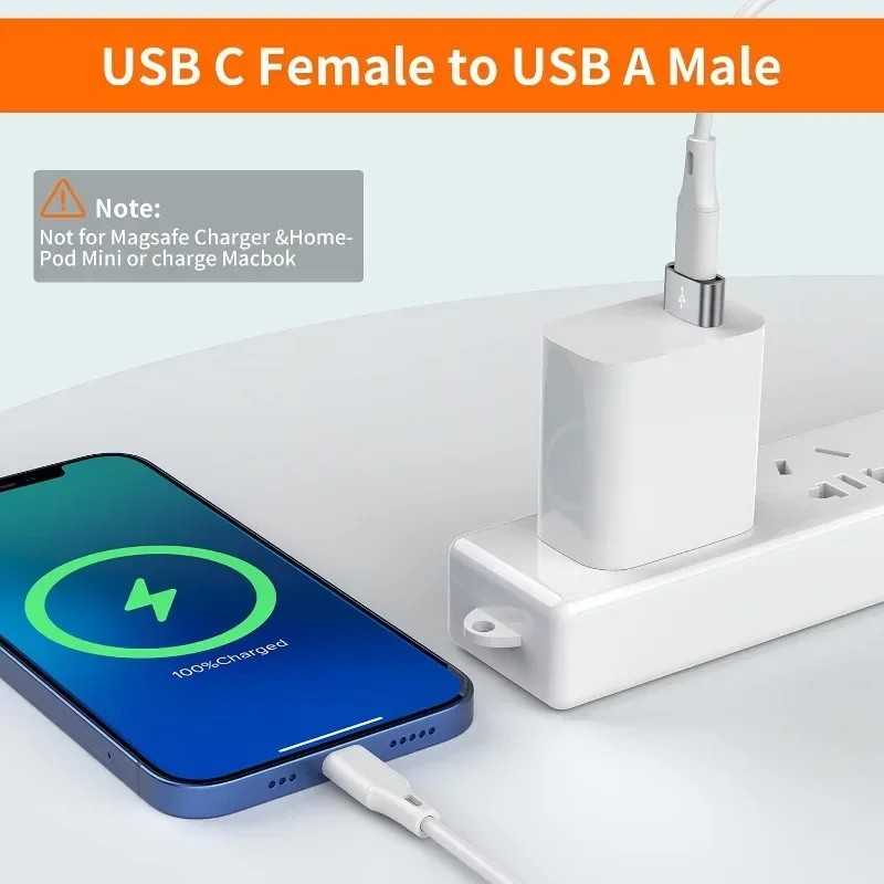 4팩 USB C(여성) - USB A(남성) 어댑터, 타입 C - USB A 충전 케이블 컨버터, 아이폰, 아이패드, 삼성 갤럭시, 픽셀 호환