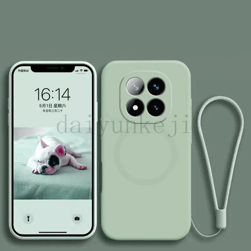 Magnetic Silicone Phone Case with Screen Protector and Wireless Charging Compatibility