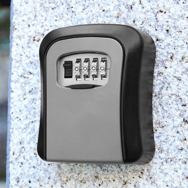 Wall Mount Key Lock Box 4 Digit Password Code Security Lock No Key for Home Office Key Safe Secret Storage Box Home Organizer 2