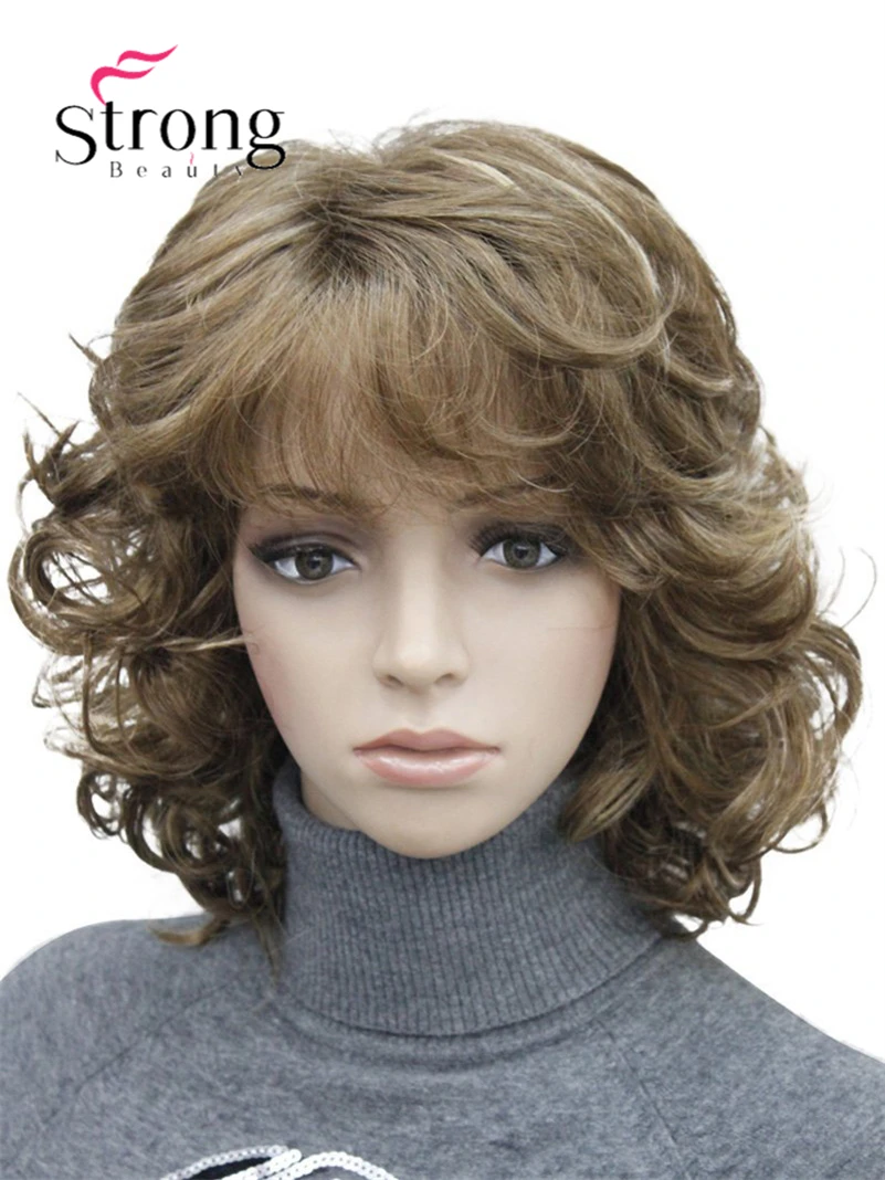 

StrongBeauty Short Tousled Curls Brown,Auburn,Blonde Full Synthetic Wigs COLOUR CHOICES