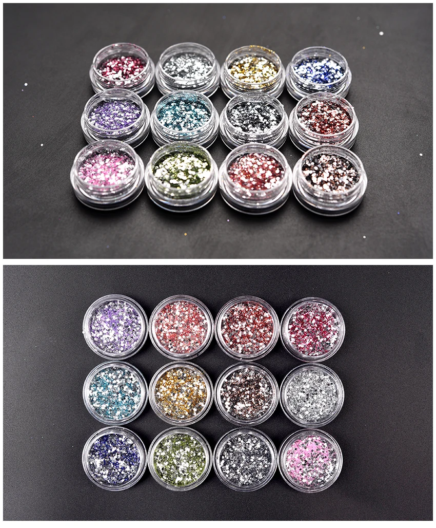 1pcs 12 Colors Silver Nail Glitter Flakes Powder