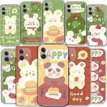 

Fashion cute cartoon bear Transparent TPU phone case for pixel 6 iPhone 13 12 Mini 11 Pro XS MAX X XR 7 8 Plus SE 2020 5 4