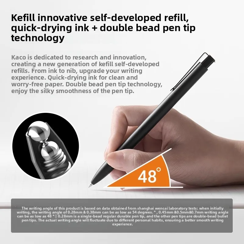 KACO DAILY Gel Pen, 5pcs/pack Metal Pen Clip Multisize Nibs 800m Writing Length Quick-Dry Smooth Writing Sch Office Stationery