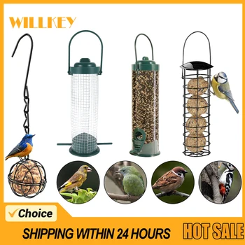 Wild Bird Feeders Metal Suet Ball Bird Feeder Set with Hanging Chain Squirrel Proof for Outdoor Garden Hummingbird Feeders