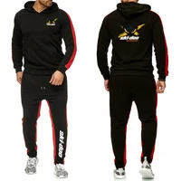 2024 Spring and Autumn New Printing Men Ski Doo Can-am Breathable Outdoor + Pants Sports Casual Solid Color Zipper Set 1