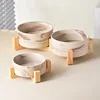 Marbling Ceramic Cat and Dog Bowl Medium Large Dog Feeding and Feeding Double Bowl with Wooden Rack Pet Puppy Accessories 2