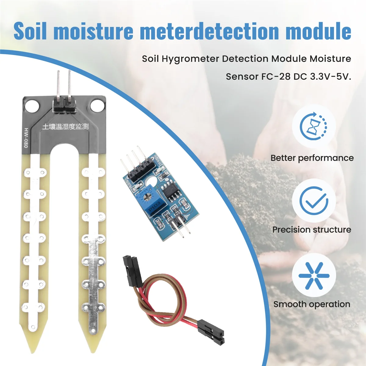 Soil Hygrometer Detection Module Moisture Sensor FC-28 DC 3.3V-5V