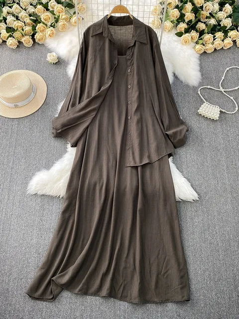 Robe chemise pour femmes musulmanes, ensemble deux pièces, costumes modestes solides, Ensemble musulman du Ramadan, Maroc, dubaï, Abayas, tenues islamiques Jalabiya