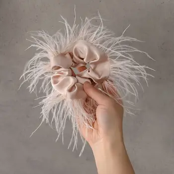 Corda elastica per la testa corda per la testa accessori per capelli da donna anello per capelli in raso fascette per capelli femminili corda per capelli in piuma Scrunchies in stile coreano