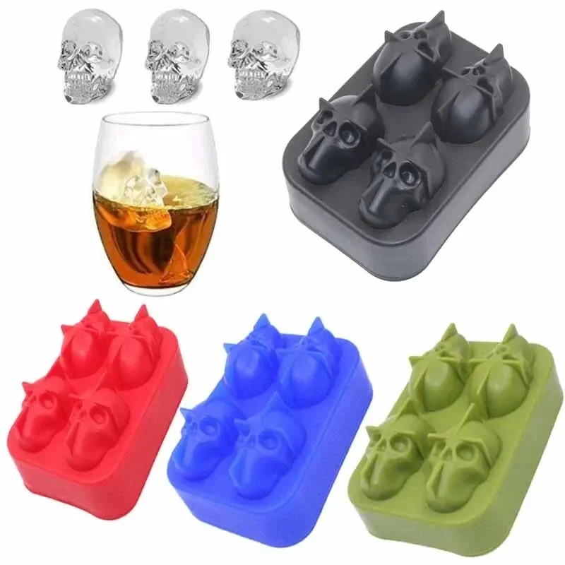 3D skull silicone ice cube maker for whiskey wine tail