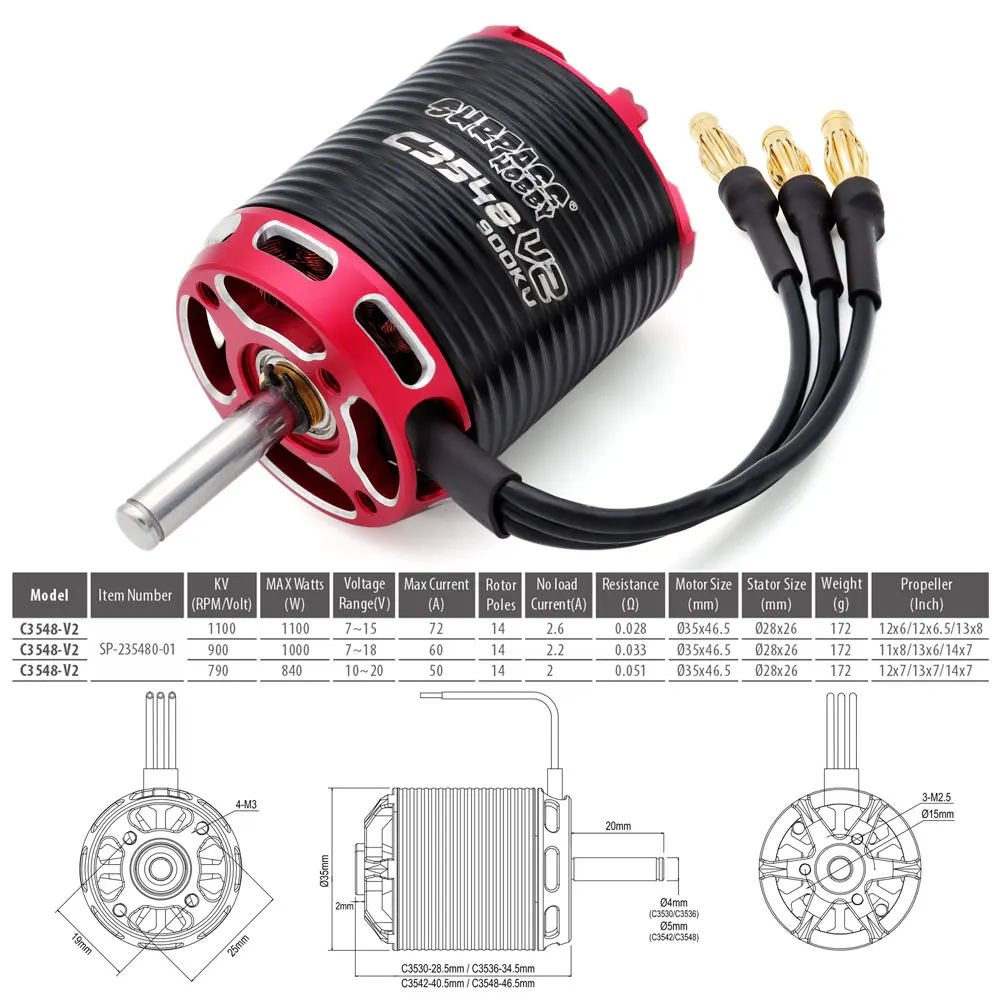 SURPASS HOBBY Brushless Motor 2-5S C3530 C3536 C3542 C3548 V2 For RC Aircraft Plane Multicopter Brushless Outrunner Motor