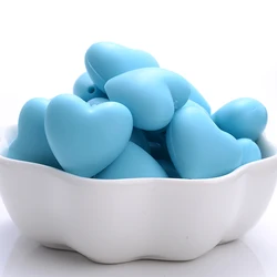 10-Pack Eco-Friendly Peach Heart Silicone Beads for DIY Teething Accessories (Light Blue)