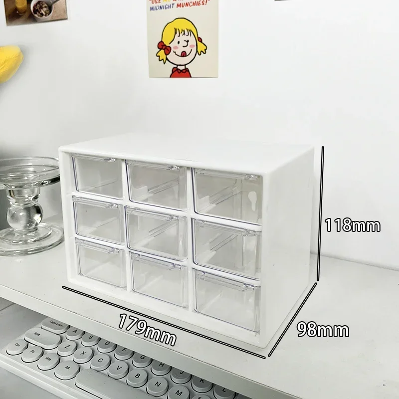 Desktop 9-Grid Transparent Storage Drawer Organizer 6