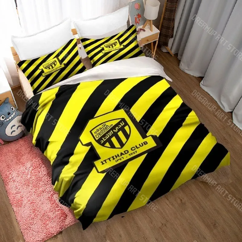 3D Print Fashion Al-Ittihad Club Jeddah Club Bedding Set Boys Girls Twin Queen Size Duvet Cover Pillowcase Bed Kids Adult 4
