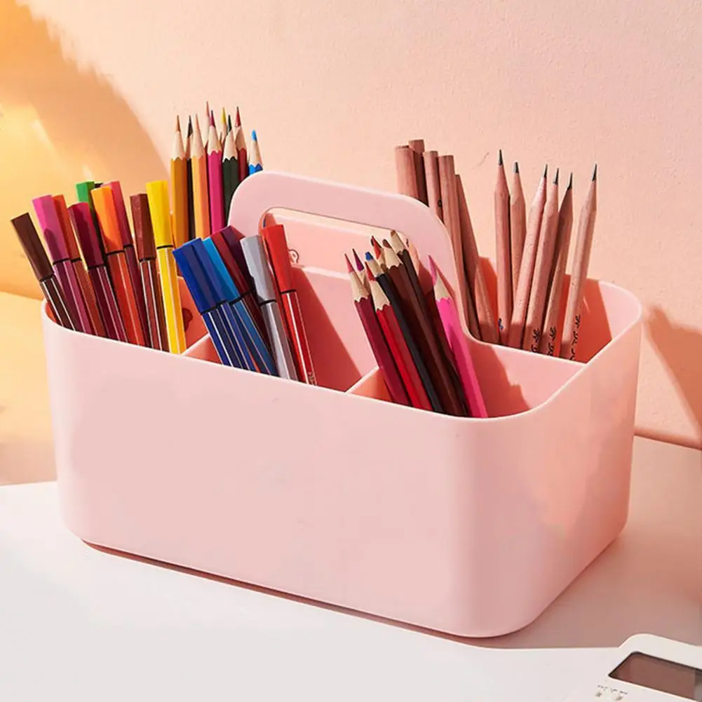 Desktop Storage Box Stationery Pen Holder Makeup Organizer Plastic Shower Caddy Container Box For Home Bedroom Bathroom Office