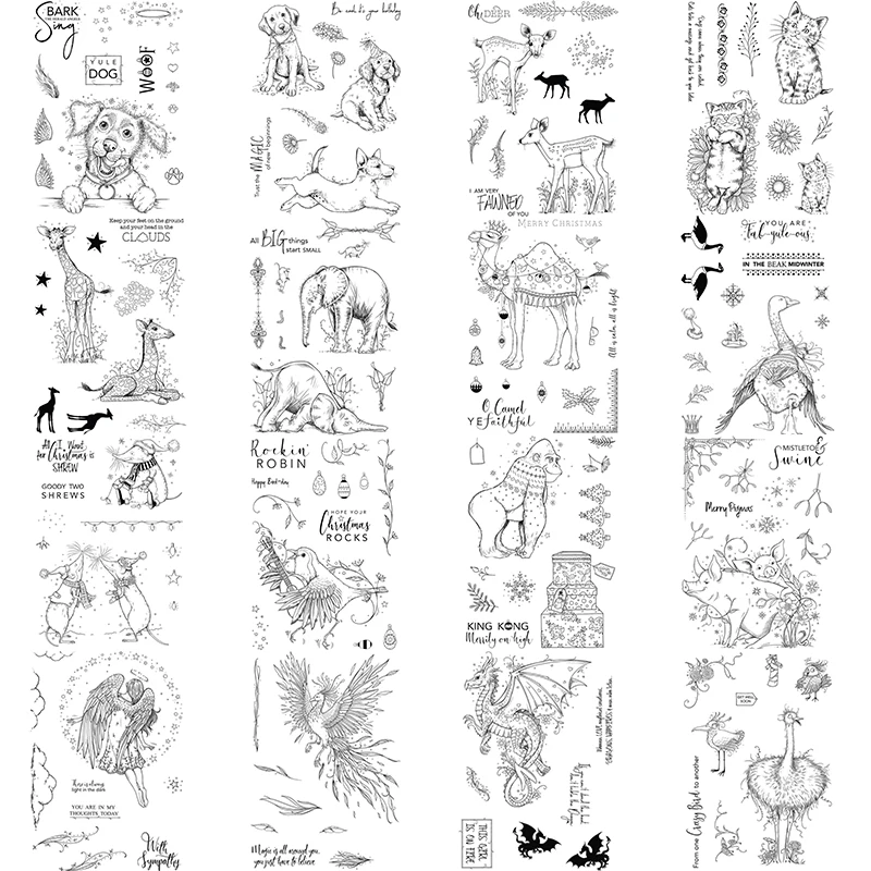 Clear Stamps Baby Giraffe Elephant Dogs Snap Dragon Silicone Stamp/seal for Diy Scrapbooking/photo Album Decoration