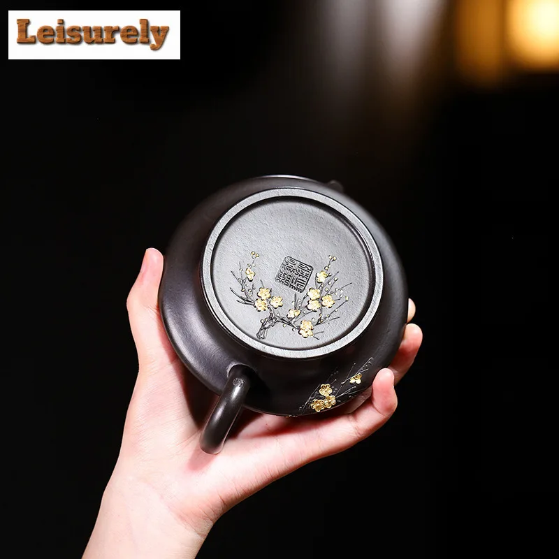 240ml Creative Yixing Purple Clay Teapots Handmade Pot Raw Ore Dahongpao Reducing Roasting Mud Kettle With Strainer Zisha Teaset