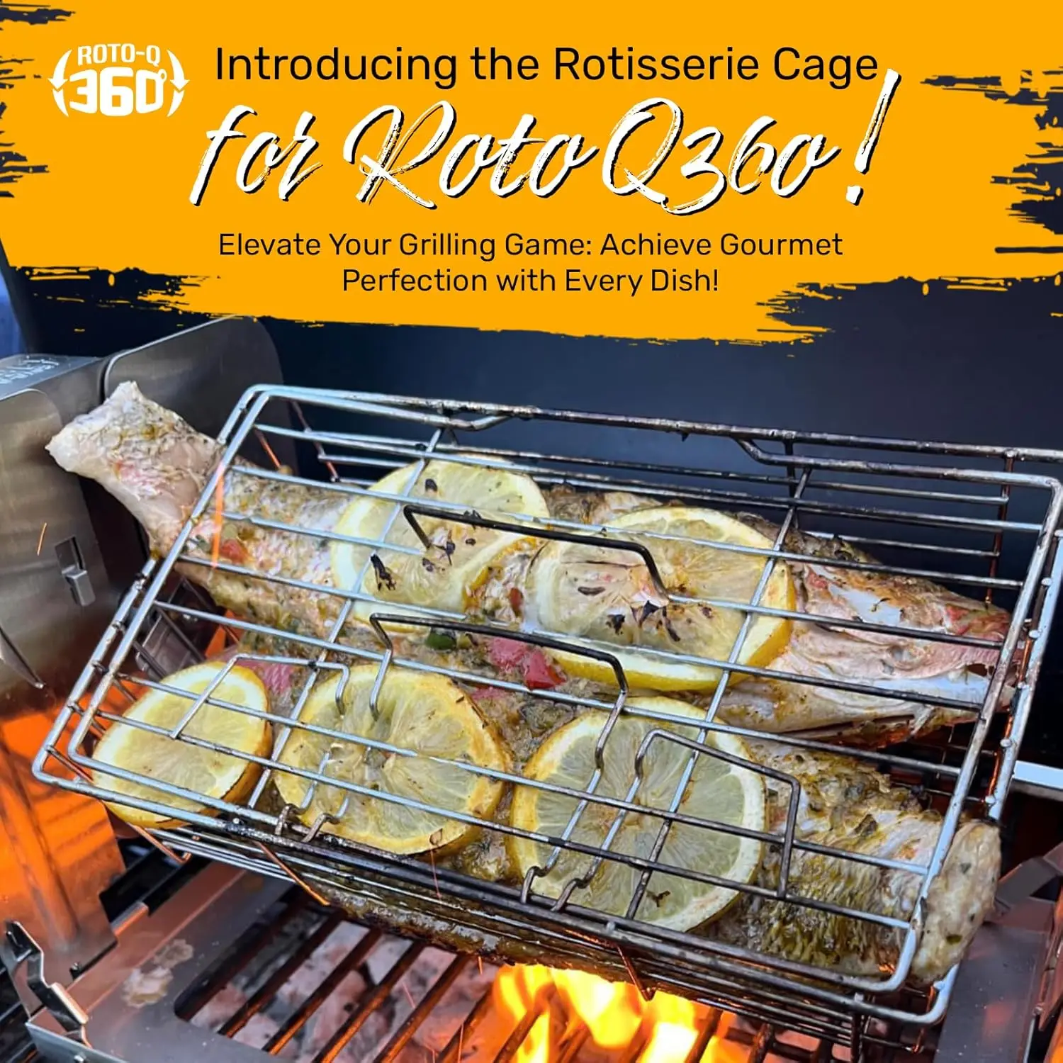 Bundle - Cordless Rotisserie Kit for Grills, Ovens, Smokers - Non-Electric Spit Roaster - Indoor/Outdoor BBQ - Stainless 5