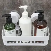 Quality Plastic Shampoo Organizer Suction Cup Bathroom Supplies Corner Storage Rack Storage Wall Basket Shower Rack 1