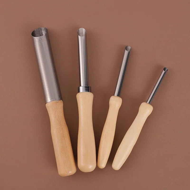 Taglierina Per Fori In Argilla 4 Pezzi - Fustelle Circolari Con Manico In Legno Per Ceramica E Modellatura - 5
