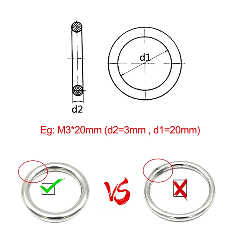 M3-M12 Heavy Duty Welded Round Rings 304 Stainless Steel Smooth Solid O Ring 1pc For Rigging Marine Boat Hammock Yoga steel o ring