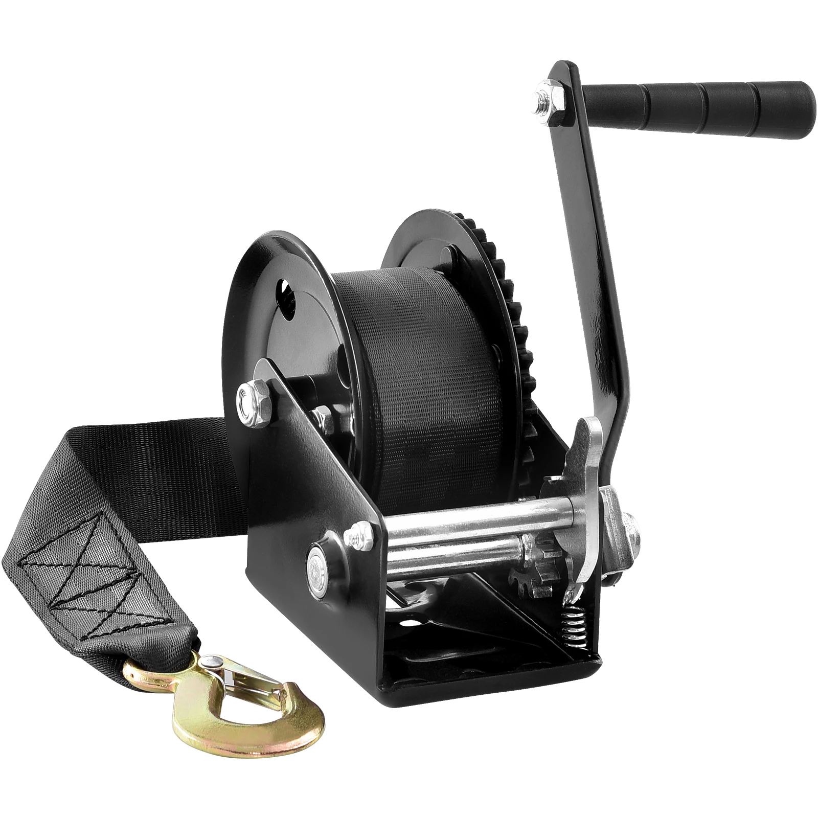 Manual Winch VEVOR Hand Winch Boat Trailer Winch Heavy Duty Rope Crank w/ 23ft Polyester Strap & Two-Way Ratchet Manual Operated Crank Winch