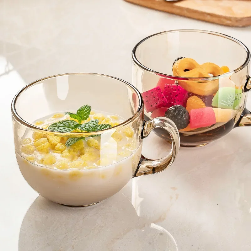 Description Picture 2 of itemAmber Heat-resistant Glass Coffee Tea Mug Drinks Dessert Breakfast Milk Cup Glass Mugs Handle Drinkware