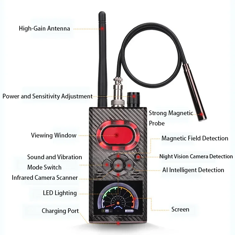 K99 Advanced Portable Hidden Lens GPS Tracker Camera Finder Multi Mode Detection Protect Privacy RF Signal Scanner